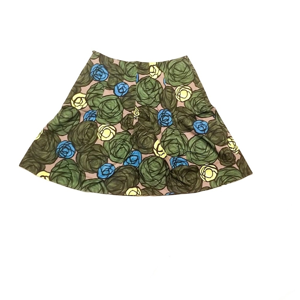 Theory Ridiana Green Floral Pleated Women's Skirt